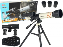 Telescop științific educațional cu suport pentru telefon, alb