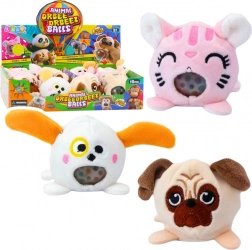 Jucărie din pluș antistres cu animăluțe și bile cu apă 6 cm