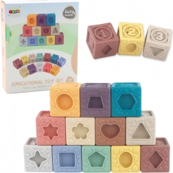 Cărămizi educaționale senzoriale moi, colorate, 12 buc.