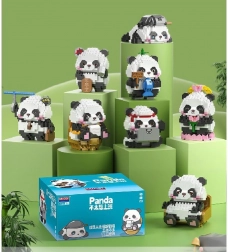 Mega set de construcție panda – 9 figurine