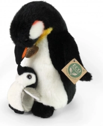 Pinguin de pluș cu pui 22 cm eco-friendly