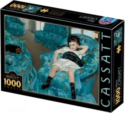 Puzzle fetiță mică în fotoliu albastru 1000 piese D-Toys