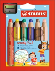 STABILO Set 6 creioane colorate 3în1 cu ascuțitoare