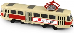 Tramvai retro din metal T3 Praga 16 cm cu uși deschise manual