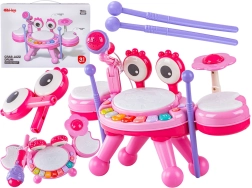 Mini set educativ de tobe crab cu pian și microfon roz - 1 bucată