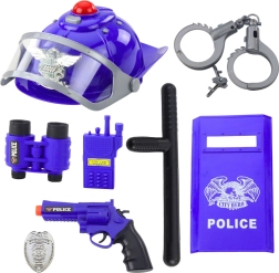 set de poliție pentru copii – cască, pistol, cătușe și accesorii, 9 piese