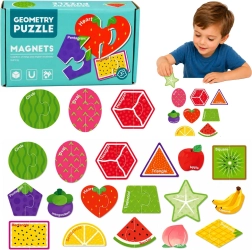 Puzzle magnetic cu fructe – 30 de piese pentru frigider și tablă magnetică