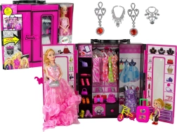 Păpușă cu dulap și accesorii