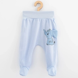 Pantalonași cu botoșei din bumbac pentru bebeluși New Baby Happy Elephant, albaștri