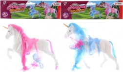 Unicorn cu accesorii – ponei colorat din catifea cu pieptene și agrafă