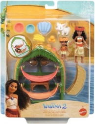 Set de joacă cu păpușa mică Vaiana și sora ei în sătuc