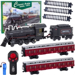 Tren electric clasic cu telecomandă 2.4 GHz cu lumini, sunete și fum CLASSIC TRAIN