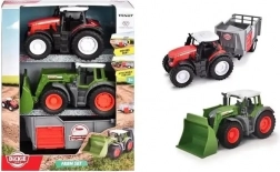 Dickie Toys set de vehicule agricole FENDT (tractor, buldozer, remorcă) 9 cm