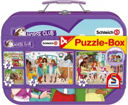 Puzzle SCHMIDT Schleich Horse Club 4-în-1 în valiză metalică