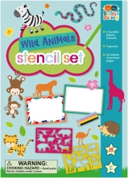 Șabloane animale sălbatice cu set de creioane colorate