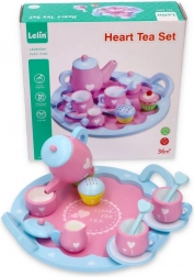 Set de ceai din lemn cu inimioare