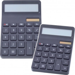 Calculator negru de birou cu alimentare duală