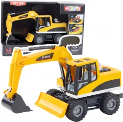 Buldoexcavator cu lumini și sunete, cabină rotativă și cupă mobilă