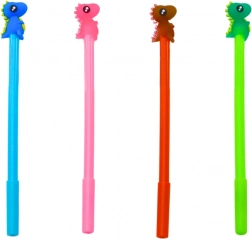 Pix cu bilă cu dinosaur cu opritor, mină neagră, Mix roz albastru 0,5 mm