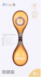 Maracas din lemn, cu două capete, PolarB, cu motiv leu