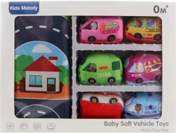 Set de trafic pentru copii cu covor textil și 6 vehicule