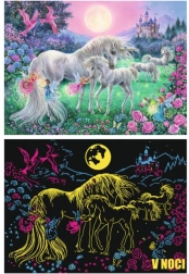 RAVENSBURGER puzzle fosforescente cu unicorni la lună plină XXL, 100 piese