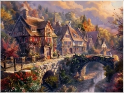 Norimpex pictură după numere Orășel de munte lângă apă 40 × 50 cm