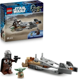 LEGO Star Wars Mandalorianul și Grogu pe speeder bike