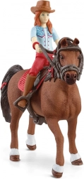 schleich horse club set de echitație hannah și cayenne cu figurină articulată