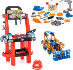 Set pentru micul mecanic Super Mechanic + Set de construcție cu unelte Wynalazca Polesie