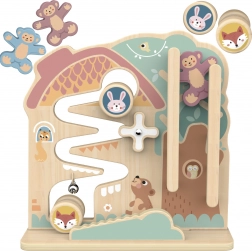 Tablă activă din lemn și pistă cu bile 2 în 1 TOOKY TOY