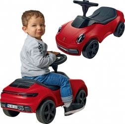 Împingător roșu Porsche 911 cu claxon și roți silențioase BIG