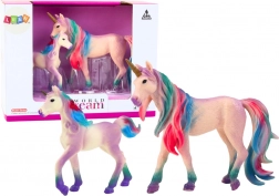 Figurine de colecție cu unicorni mov – adult și pui, 2 buc.