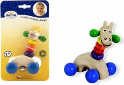 Detoa girafă din lemn pe roți