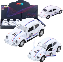 Gândac clasic metalic 1:32 cu mecanism pull-back și uși deschise – alb