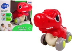 Dinozaur roșu pe roți T‑Rex – jucărie de tras/fricțiune pentru cei mici