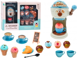 Dulciuri de cafenea cu aparat de înghețată, cești și brioșe