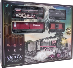 Trenuleț retro cu lumini, sunete și fum 138 cm