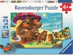 Puzzle Ravensburger Familia de urși în excursie 2 x 24 piese