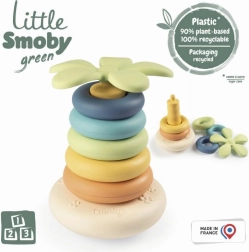 Little Smoby Green piramidă de stivuire din inele din bioplastic