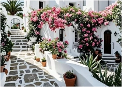 Pictură cu diamante Terasă înflorită 30 × 40 cm