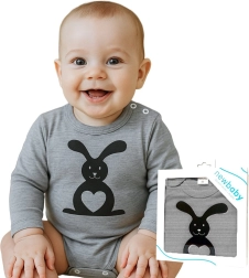 Body pentru bebeluși cu mânecă lungă NEW BABY Animăluț Iepuraș, gri