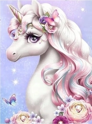 Norimpex Pictură pe numere Unicorn frumos cu flori 40 × 50 cm