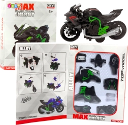 Motocicletă DIY din metal 1:14 verde‑negru