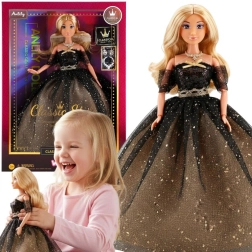 Păpușă Woopie Royal Lily în rochie neagră cu auriu, 30 cm