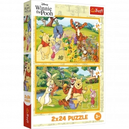 Puzzle 2x24 Disney Ursulețul Winnie - Ziua în grădină