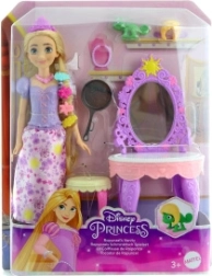 Disney Princess Rapunzel cu accesorii stilate – set de joacă cu păpușă și prietenul Pascal