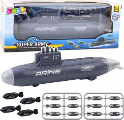 Submarin cu torpile și propulsie prin frecare gri închis 28 cm