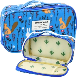 Penar școlar cu organizator și buzunar albastru 21,5cm