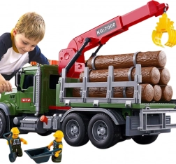 Camion cu macara pentru transportul lemnului cu efecte de lumină și sunet
